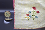 Load image into Gallery viewer, Chamba Rumal - Blue & Pink Flowers | 100% Linen | Limited Edition