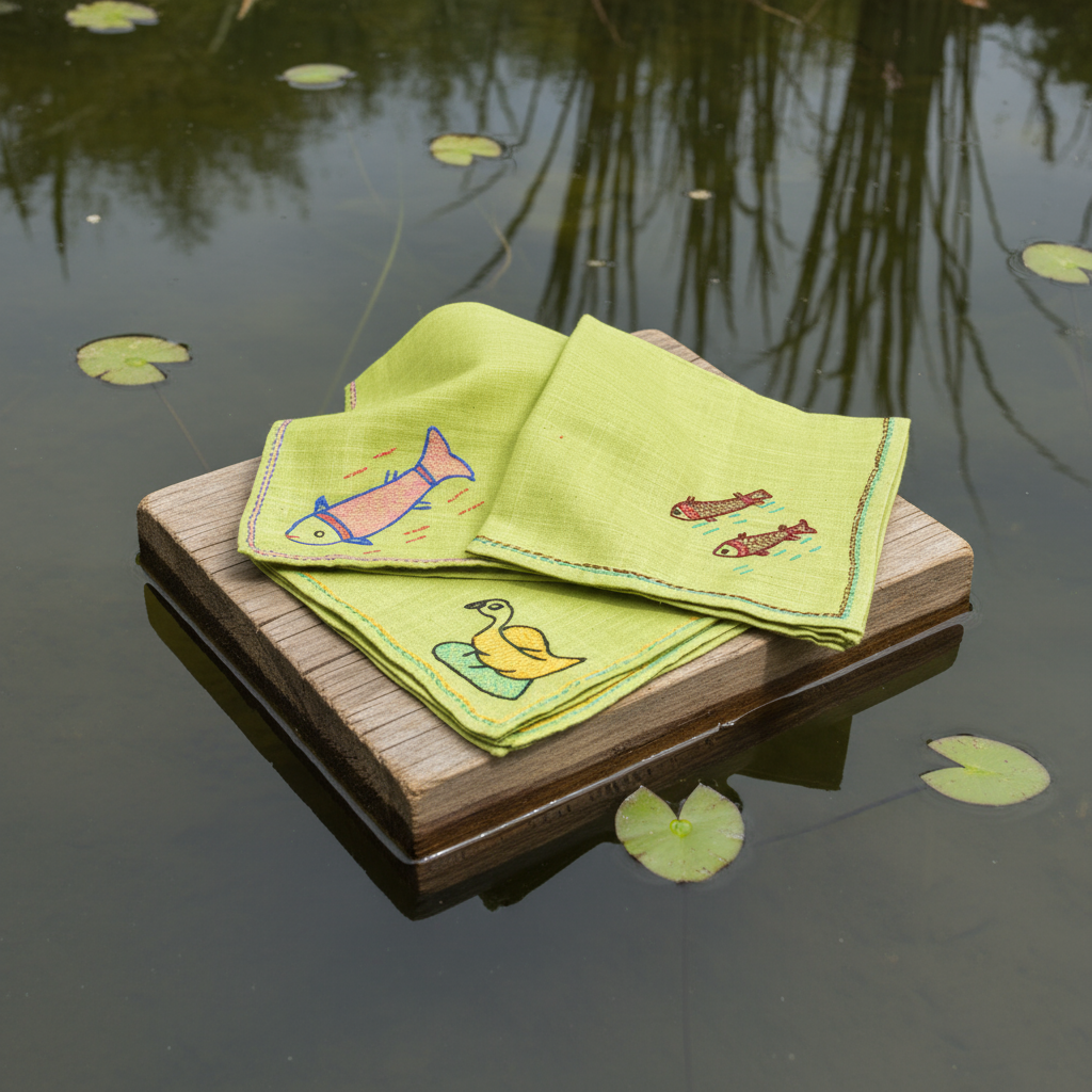 Bihar Sujani - Jaldhara | Set of 3 | 100% Khadi | Limited Edition