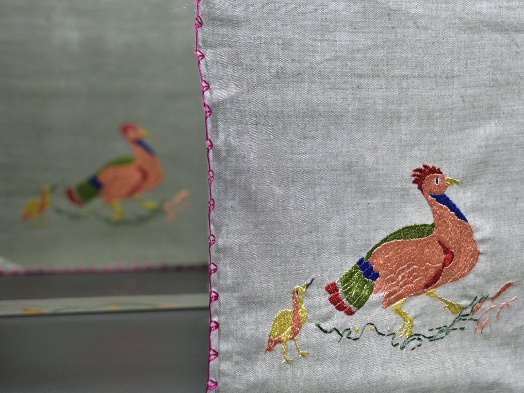 Chamba Rumal – Rooster O'Clock | 100% Khadi | Limited Edition