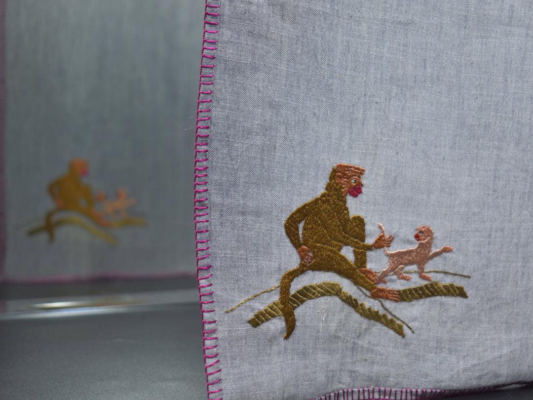 Chamba Rumal – Monkey Tricks | 100% Khadi | Limited Edition