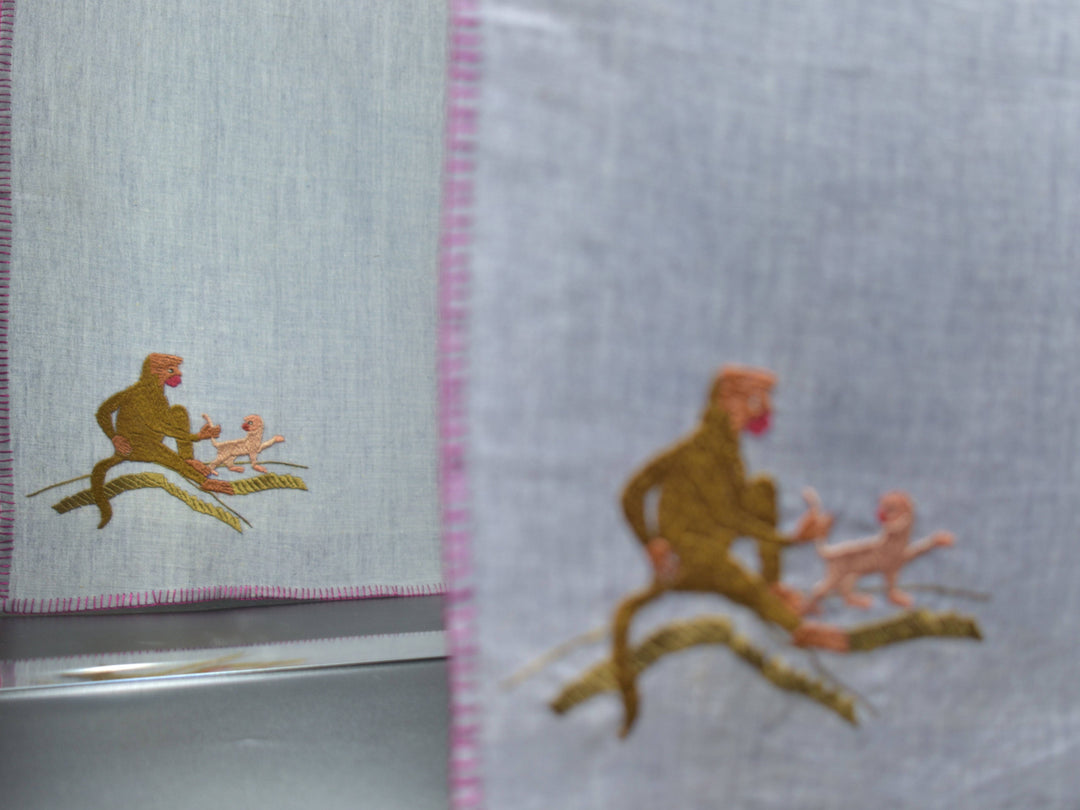 Chamba Rumal – Monkey Tricks | 100% Khadi | Limited Edition