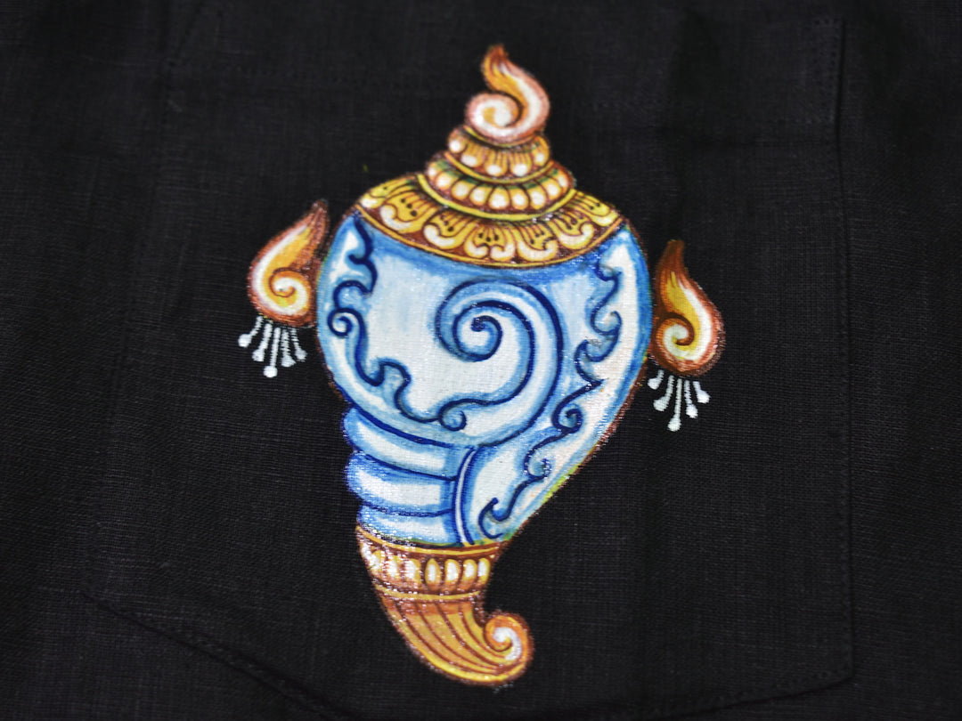 Odisha Pattachitra - Sankhnaad | 100% Linen | Limited Edition