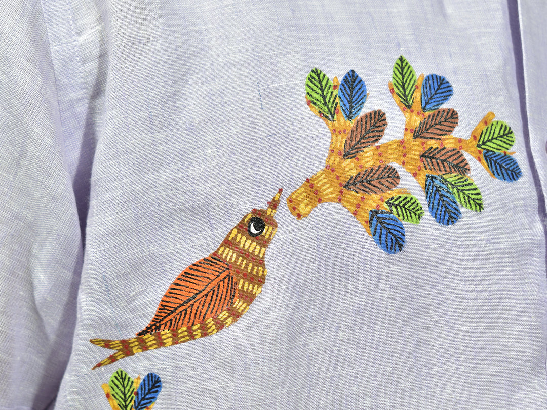 Gond - Lavender Circle of Birds and Branches