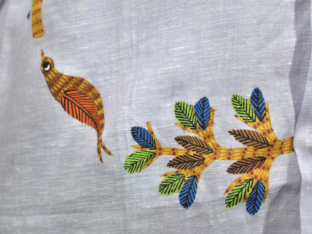 Gond - Lavender Circle of Birds and Branches