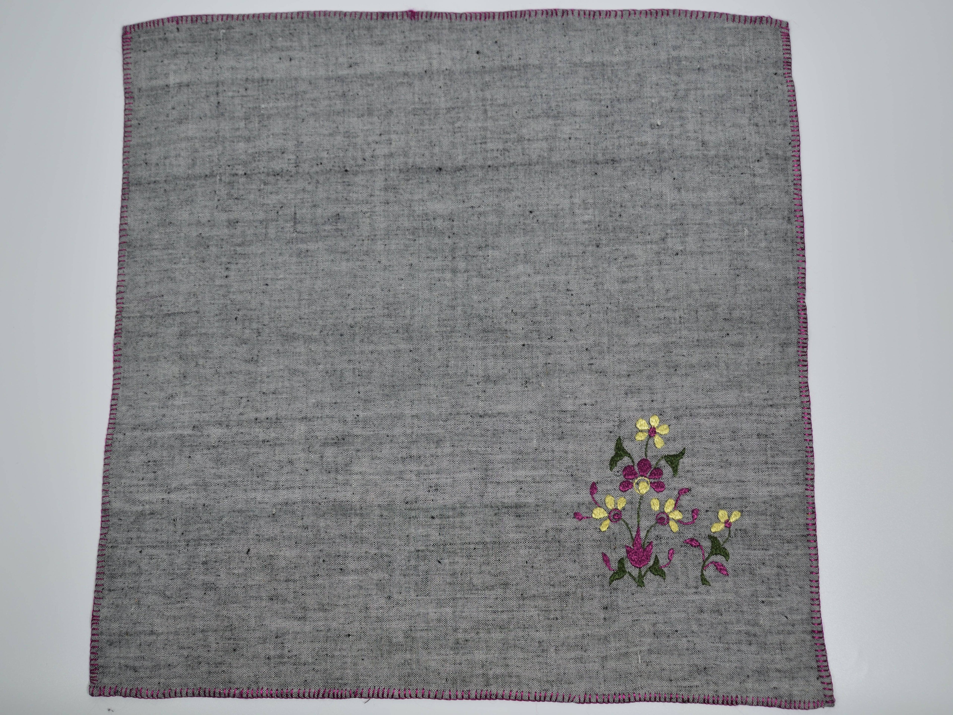 Chamba Rumal - Midnight Yellow Flowers | 100% Khadi | Limited Edition