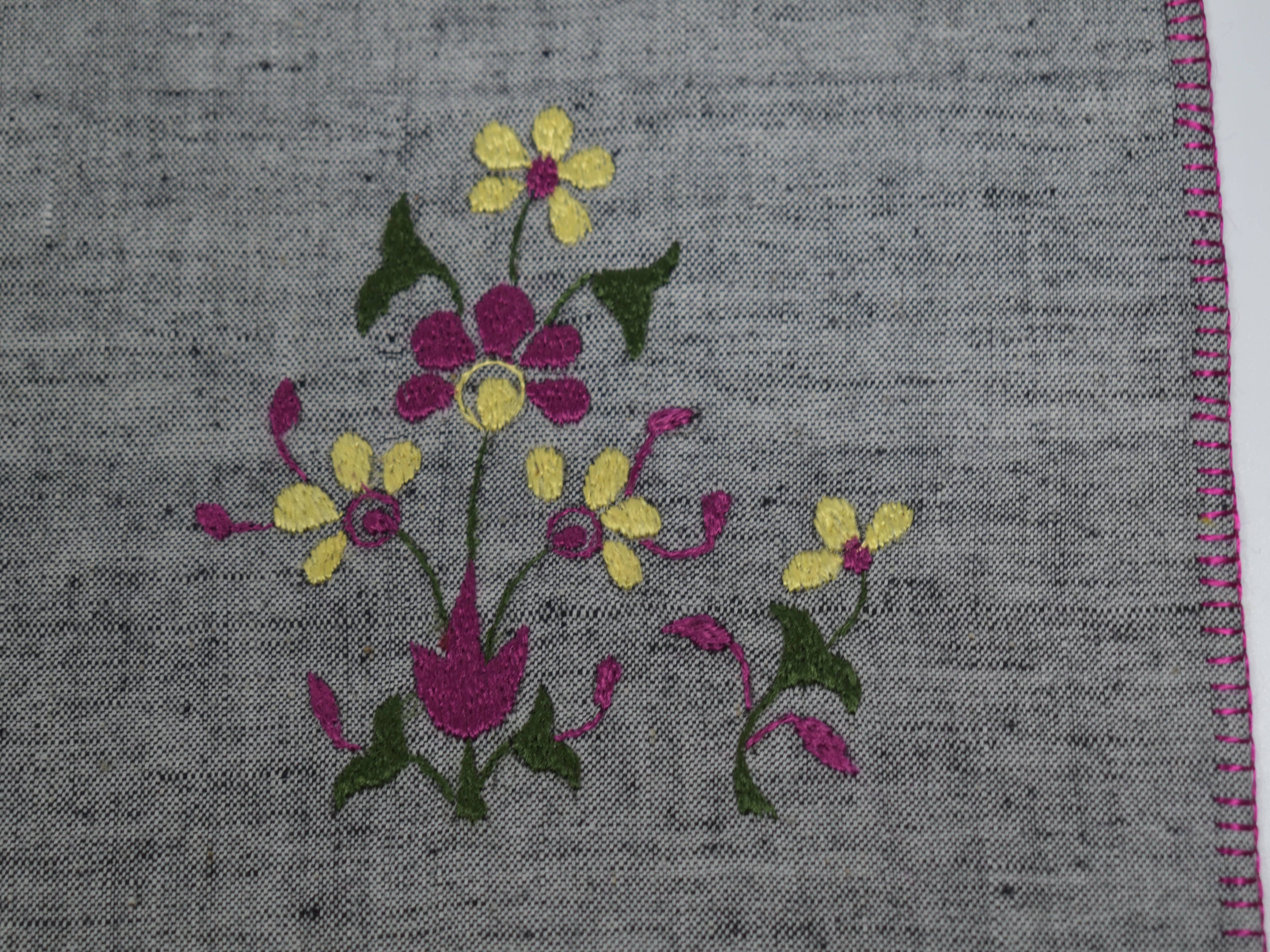 Chamba Rumal - Midnight Yellow Flowers | 100% Khadi | Limited Edition