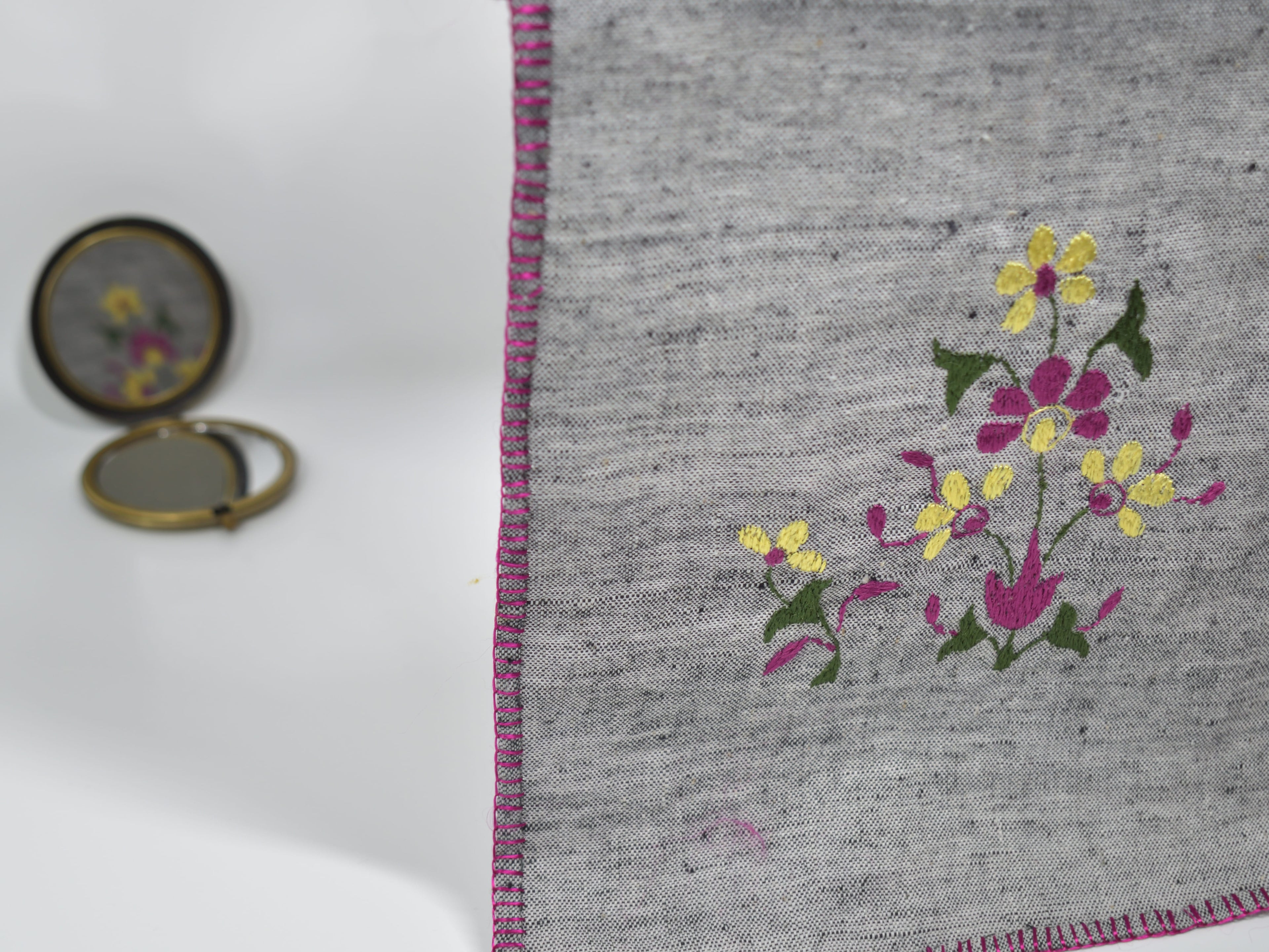 Chamba Rumal - Midnight Yellow Flowers | 100% Khadi | Limited Edition