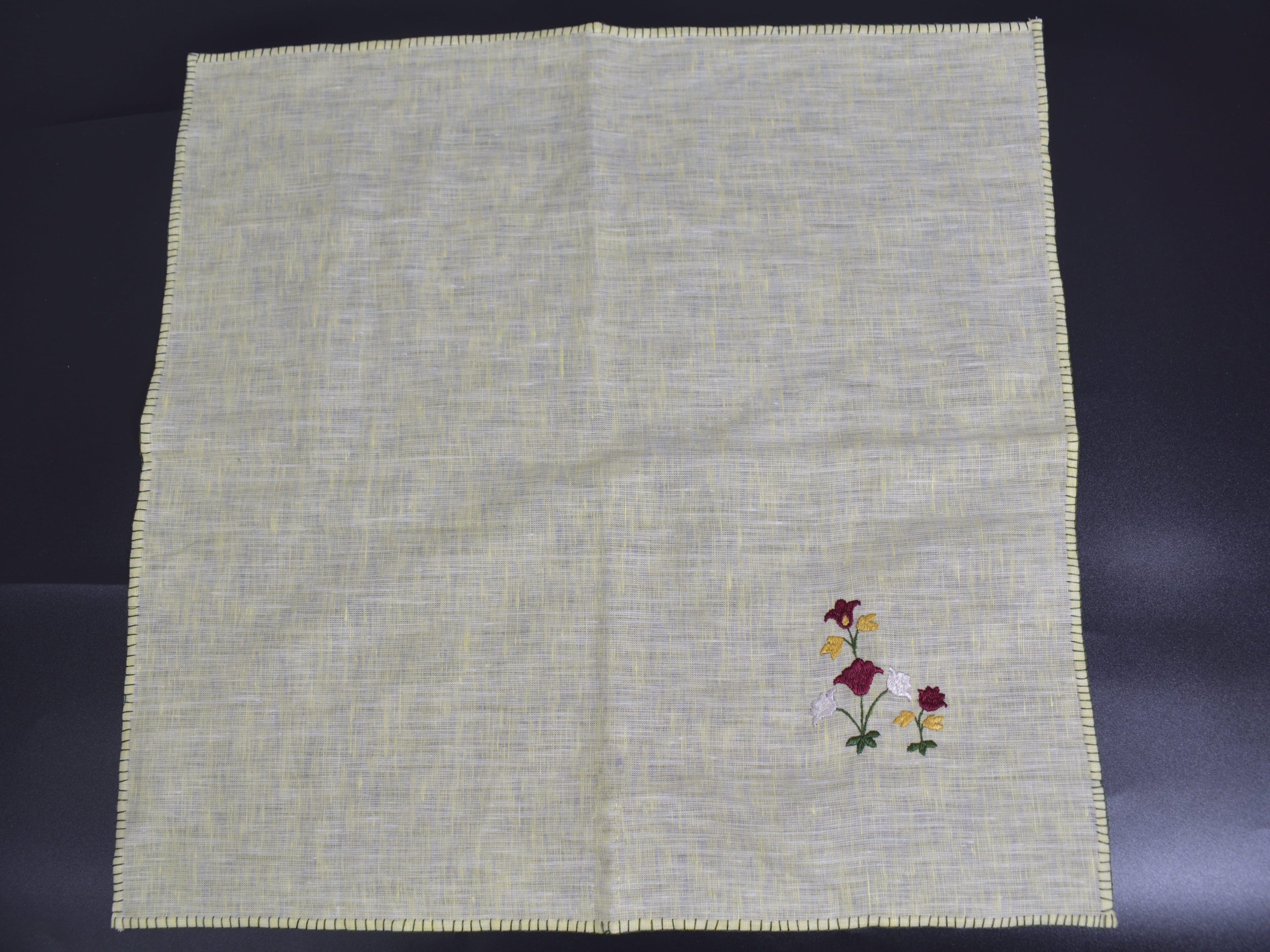 Chamba Rumal - Red Flower | 100% Linen | Limited Edition