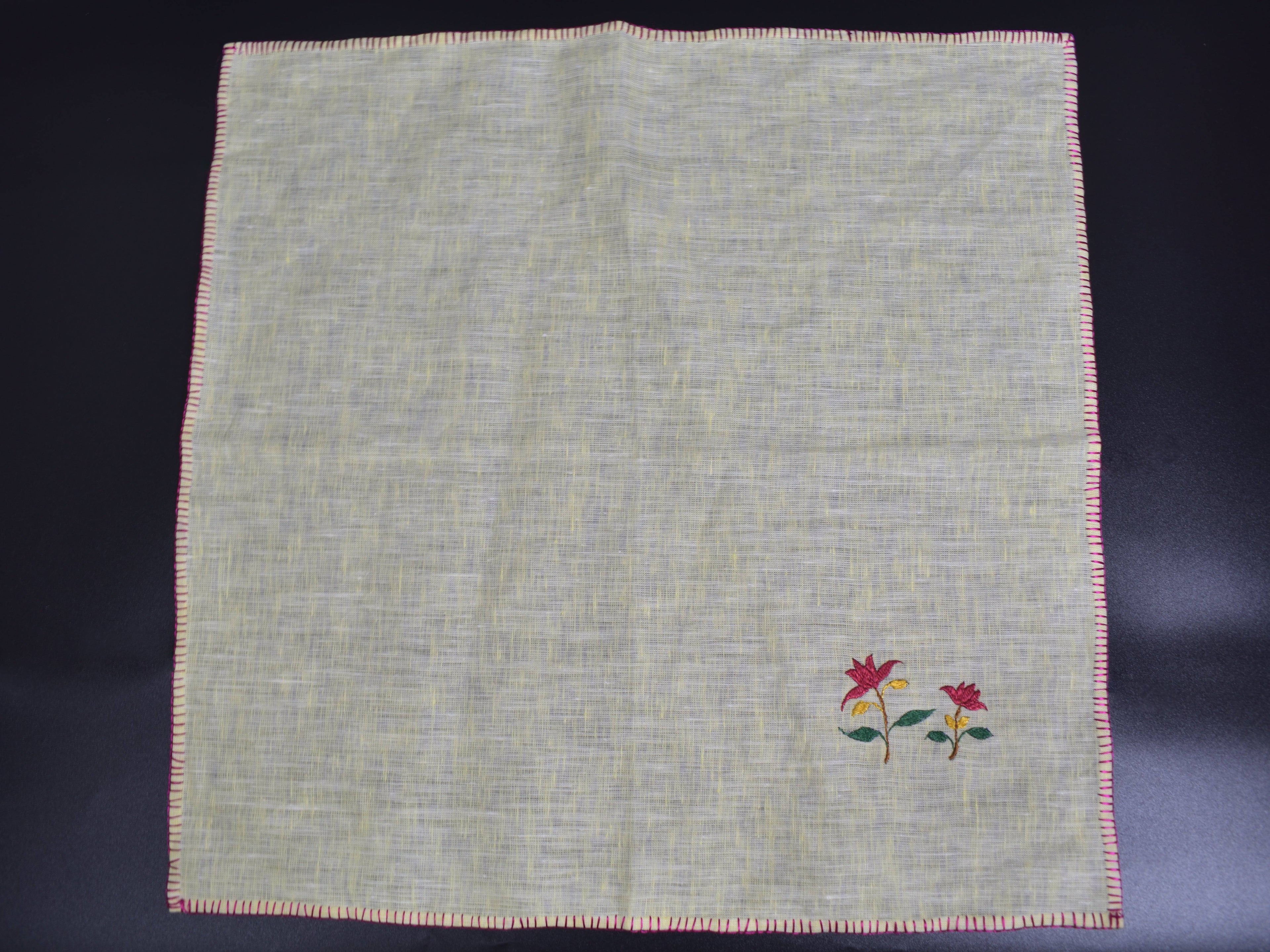 Chamba Rumal - Crimson Red Lotus | 100% Linen | Limited Edition