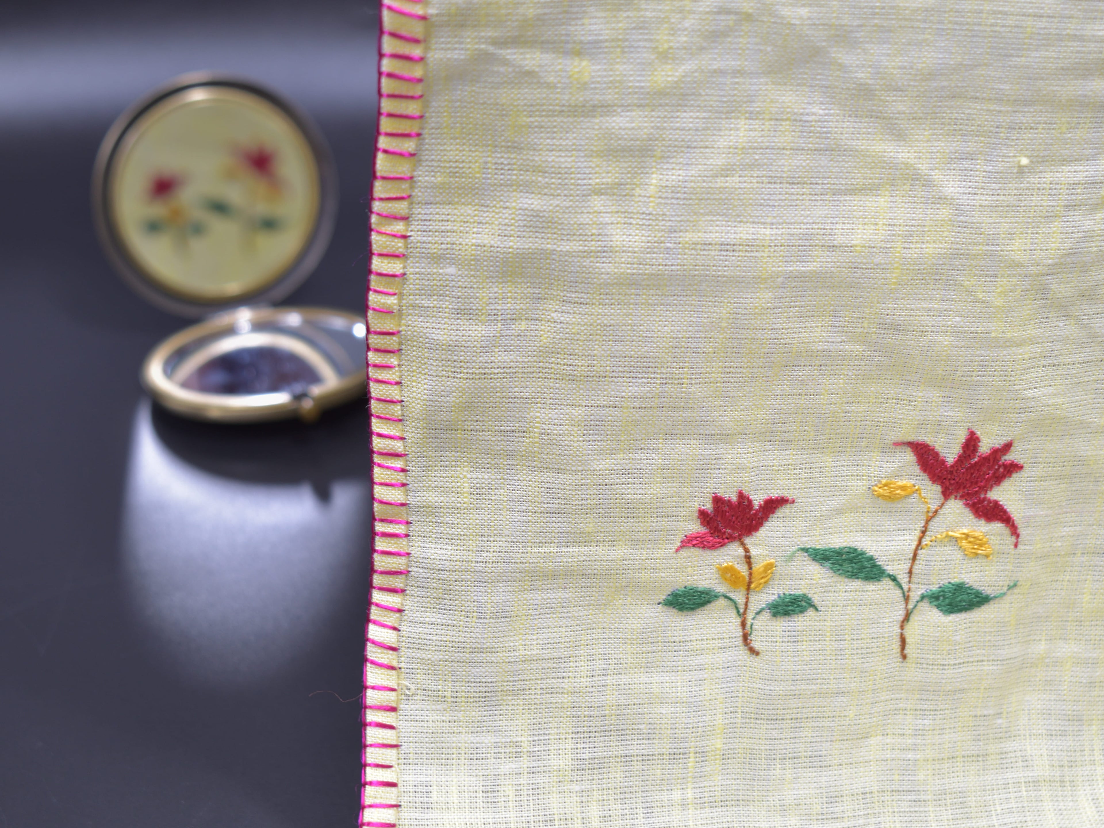 Chamba Rumal - Crimson Red Lotus | 100% Linen | Limited Edition