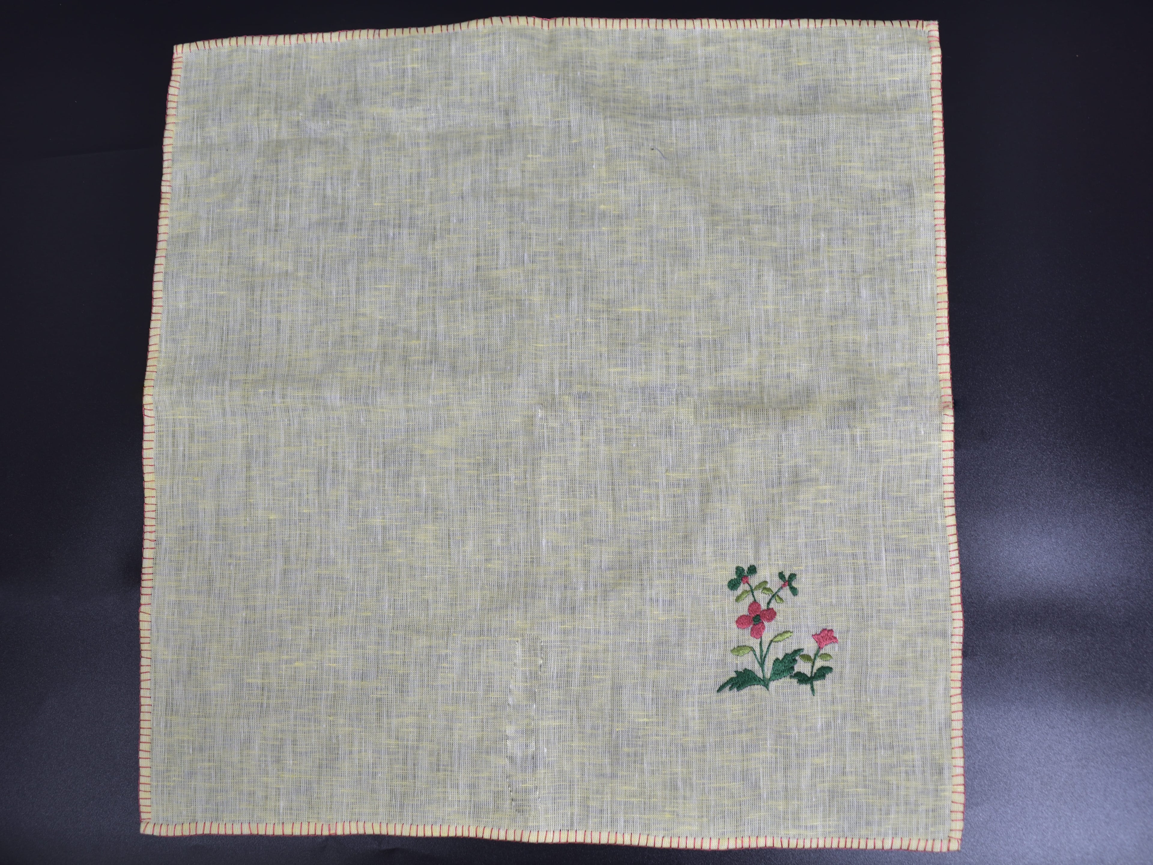 Chamba Rumal - Four Leaf Pink Flower | 100% Linen | Limited Edition