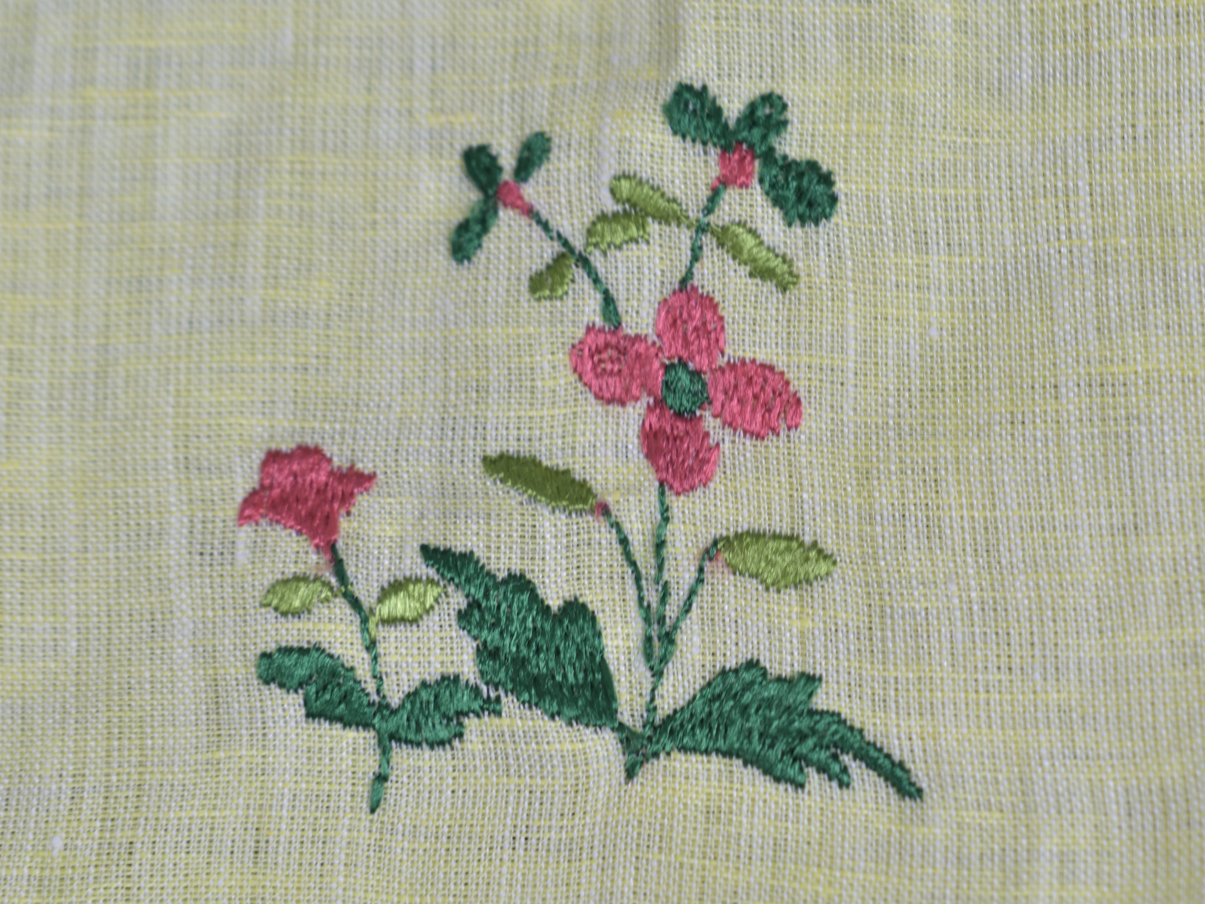 Chamba Rumal - Four Leaf Pink Flower | 100% Linen | Limited Edition