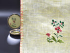 Chamba Rumal - Four Leaf Pink Flower | 100% Linen | Limited Edition