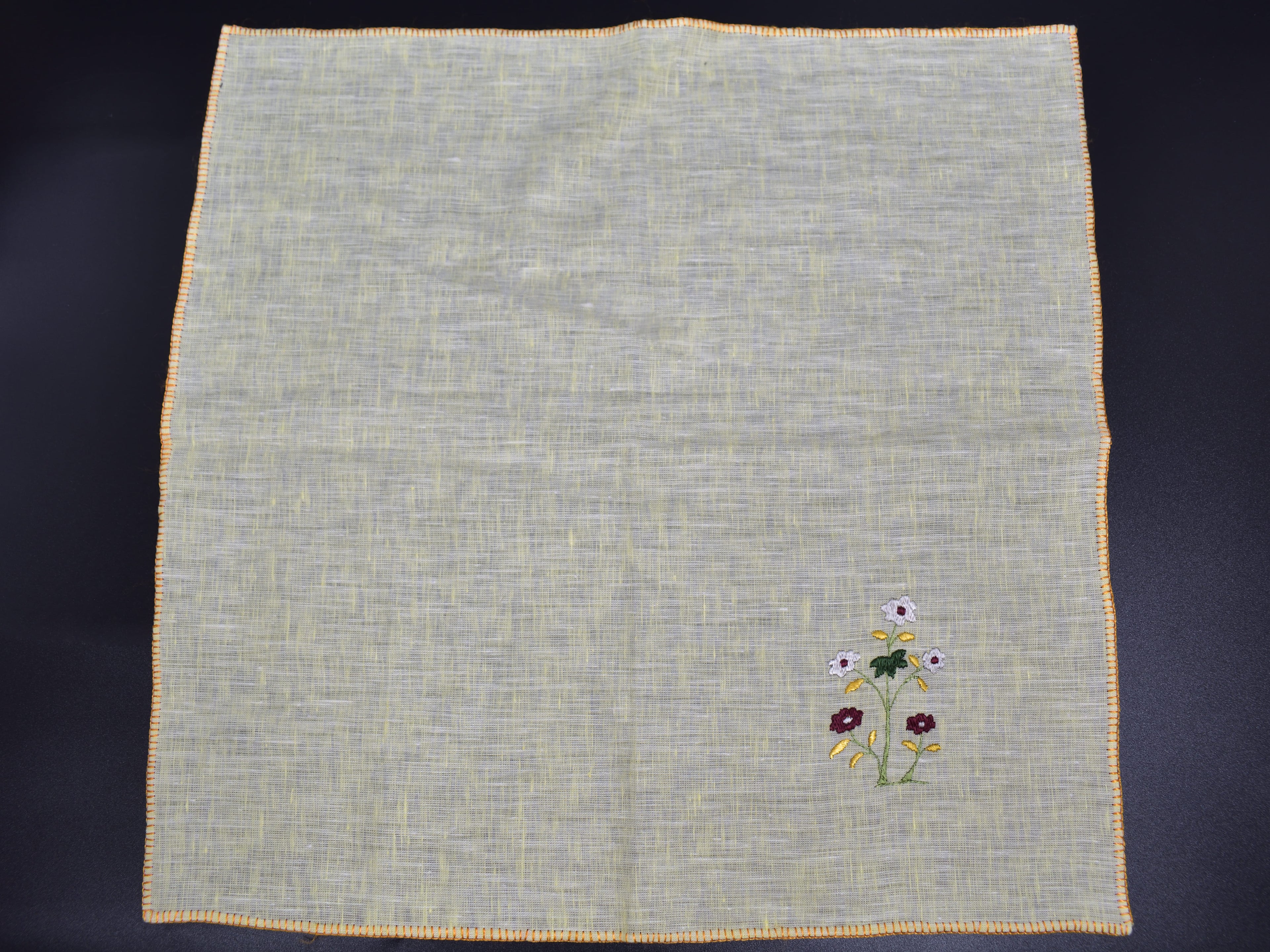 Chamba Rumal - White Daisies | 100% Linen | Limited Edition