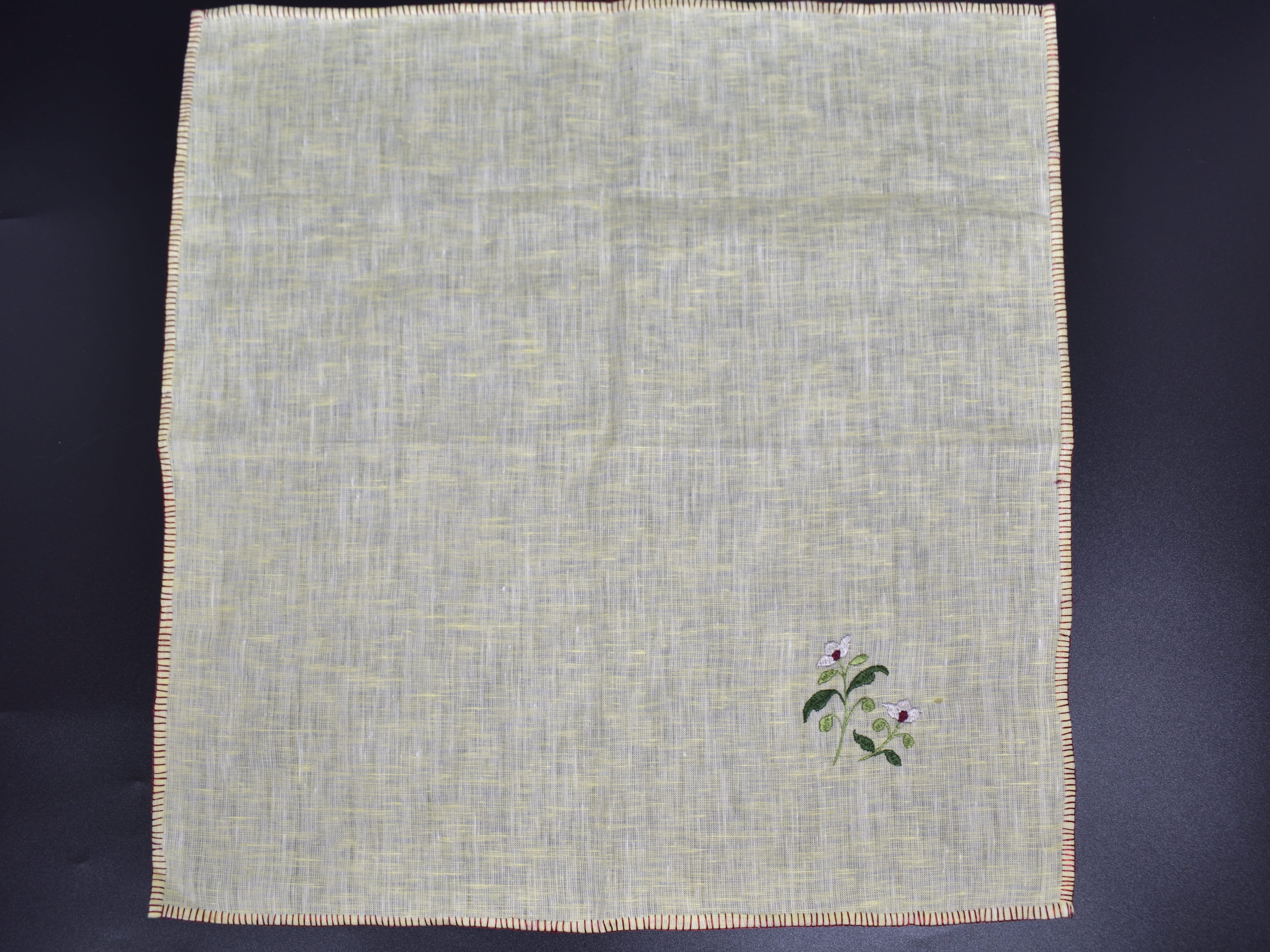 Chamba Rumal - White Flower | 100% Linen | Limited Edition