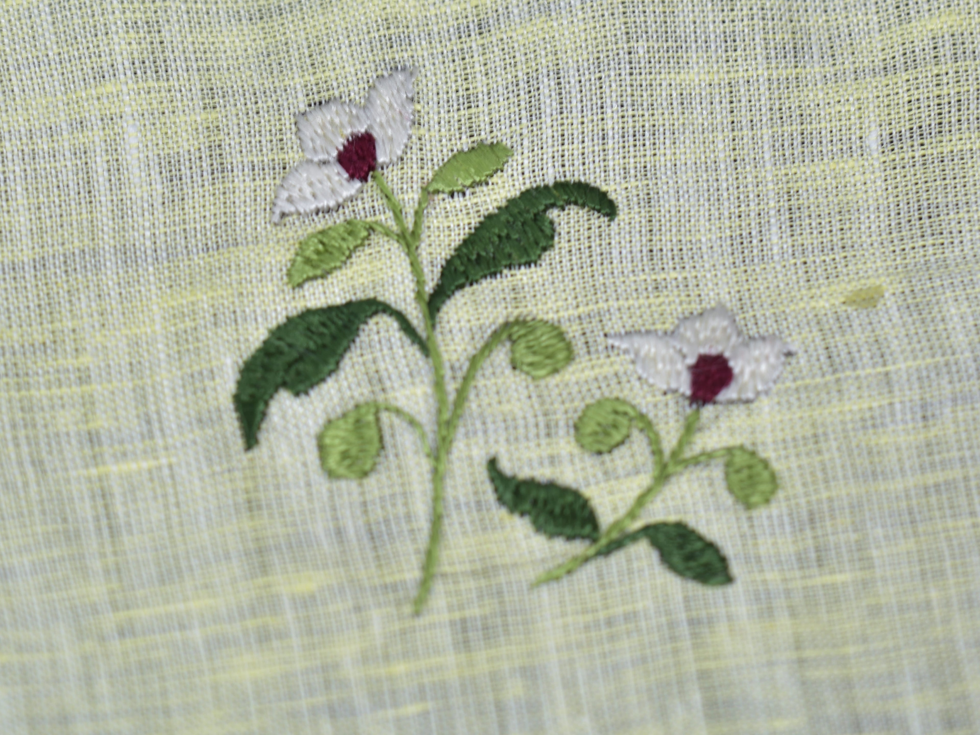Chamba Rumal - White Flower | 100% Linen | Limited Edition