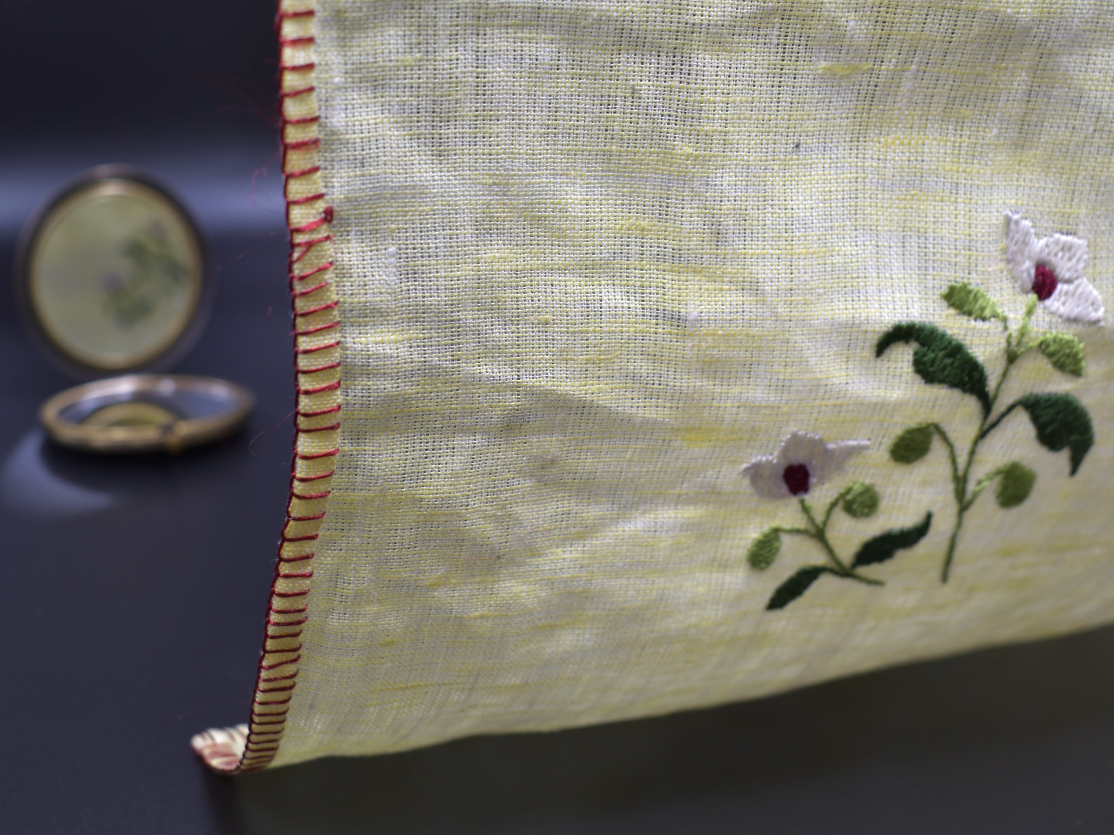 Chamba Rumal - White Flower | 100% Linen | Limited Edition