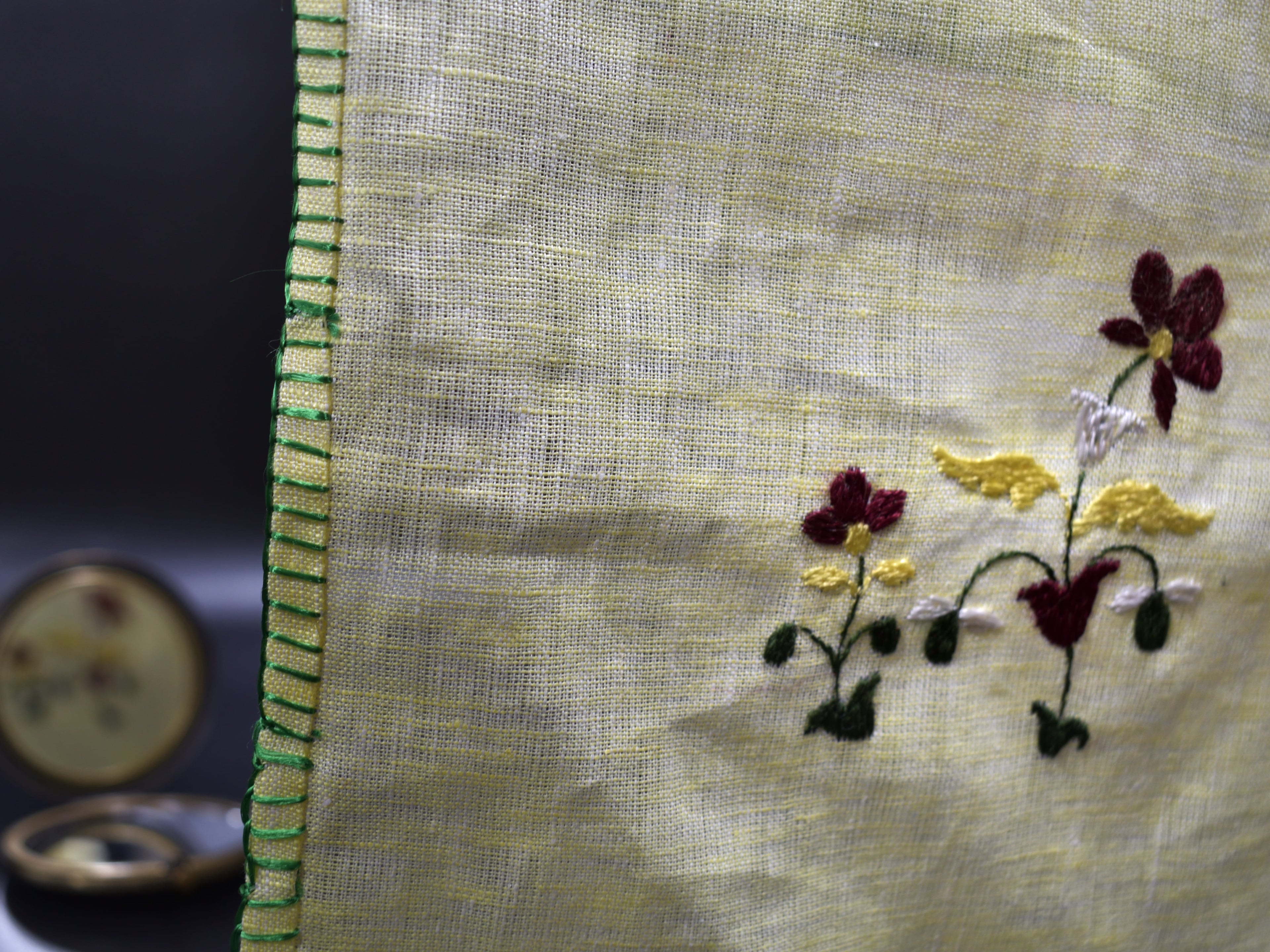 Chamba Rumal - Maroon Bouquet | 100% Linen | Limited Edition