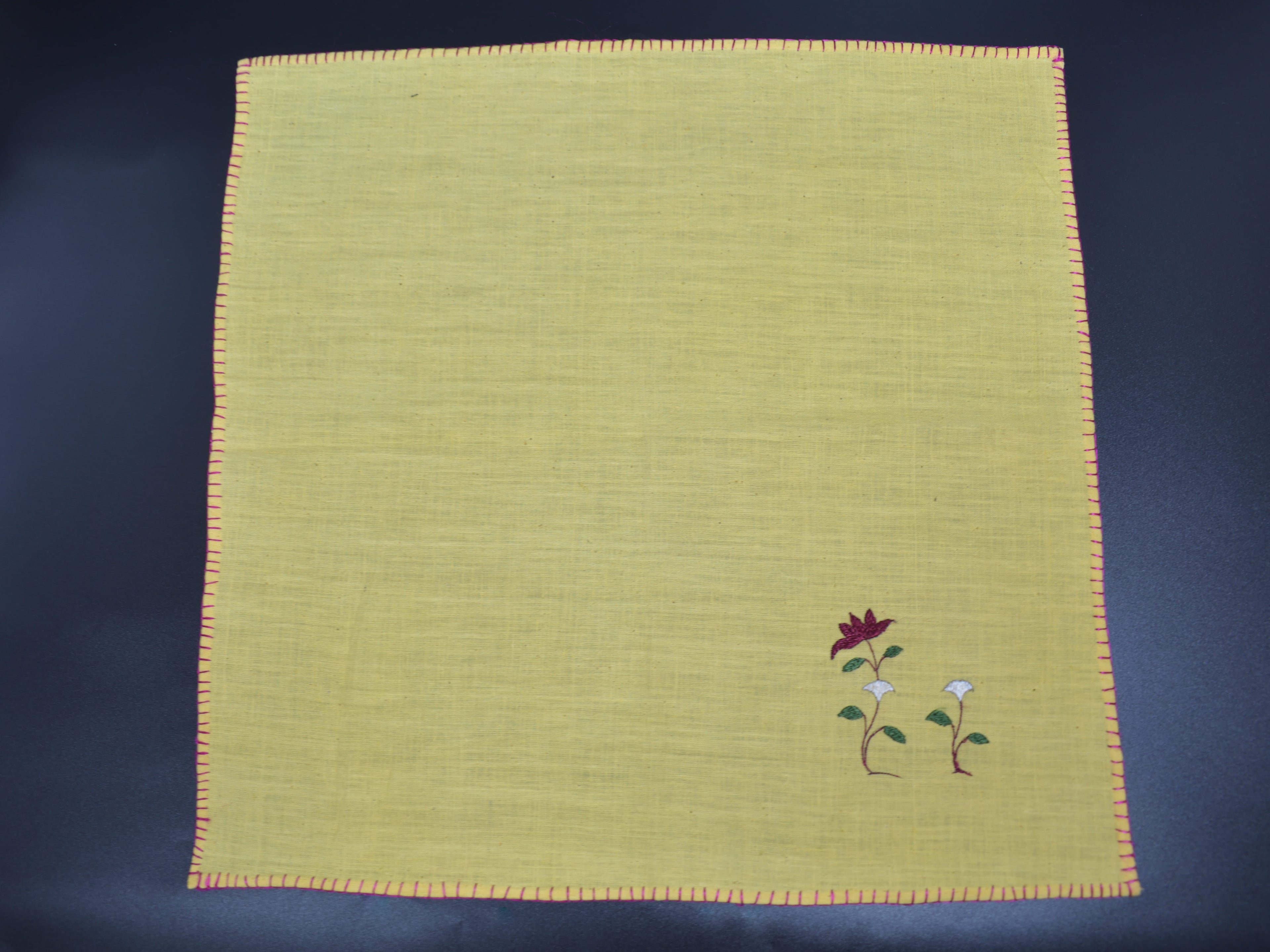 Chamba Rumal - Maroon Flower with a little bud | 100% Cotton | Limited Edition