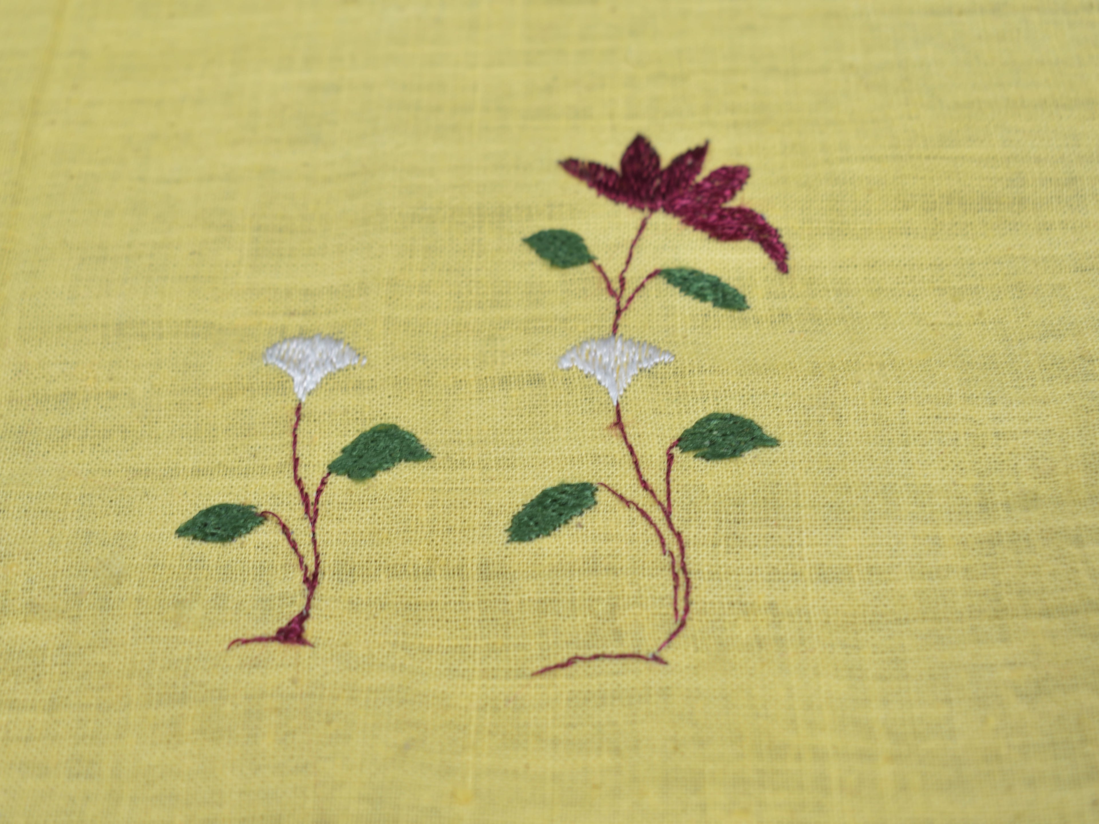 Chamba Rumal - Maroon Flower with a little bud | 100% Cotton | Limited Edition