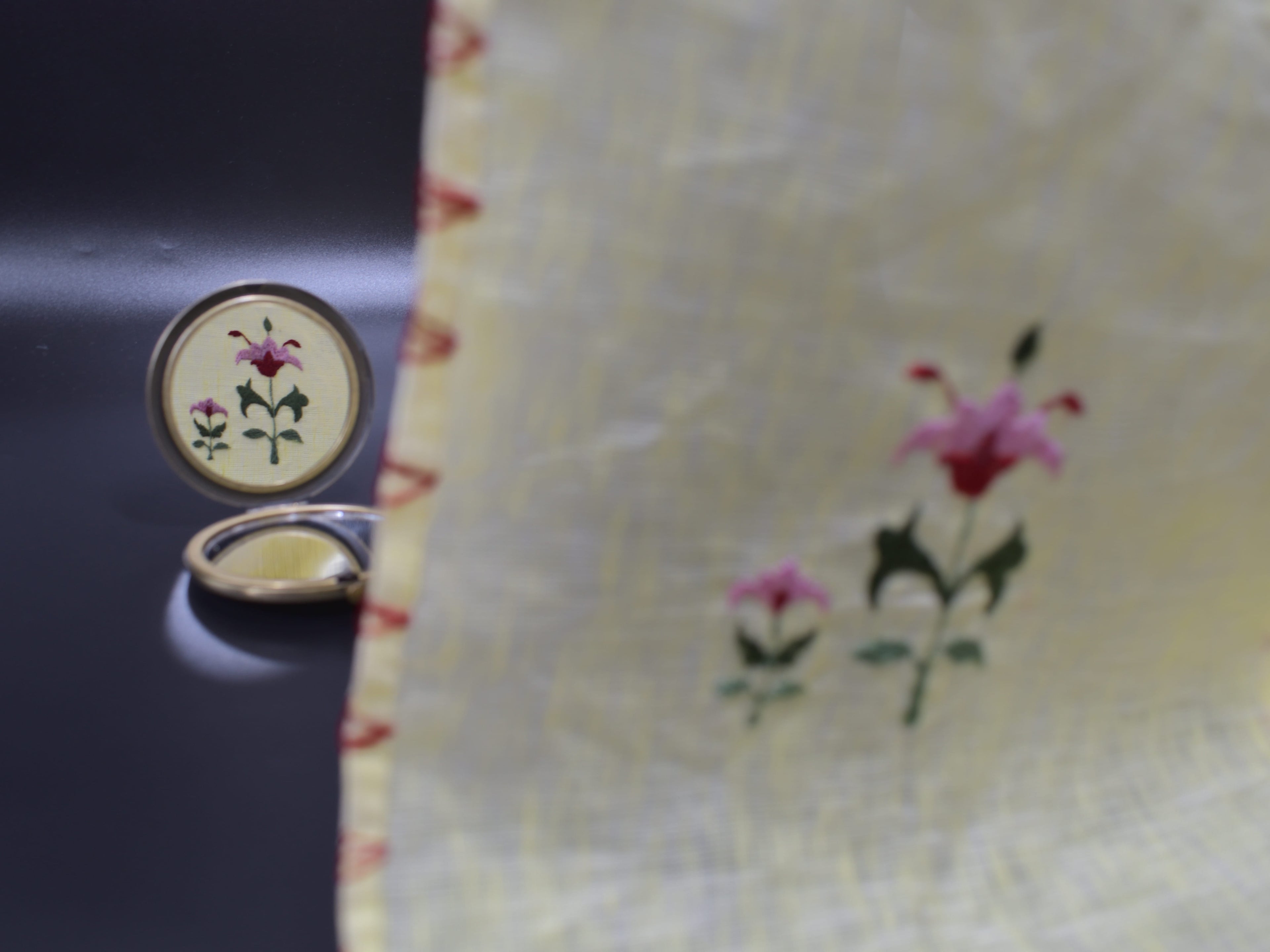 Chamba Rumal - Pink Flower | 100% Linen | Limited Edition
