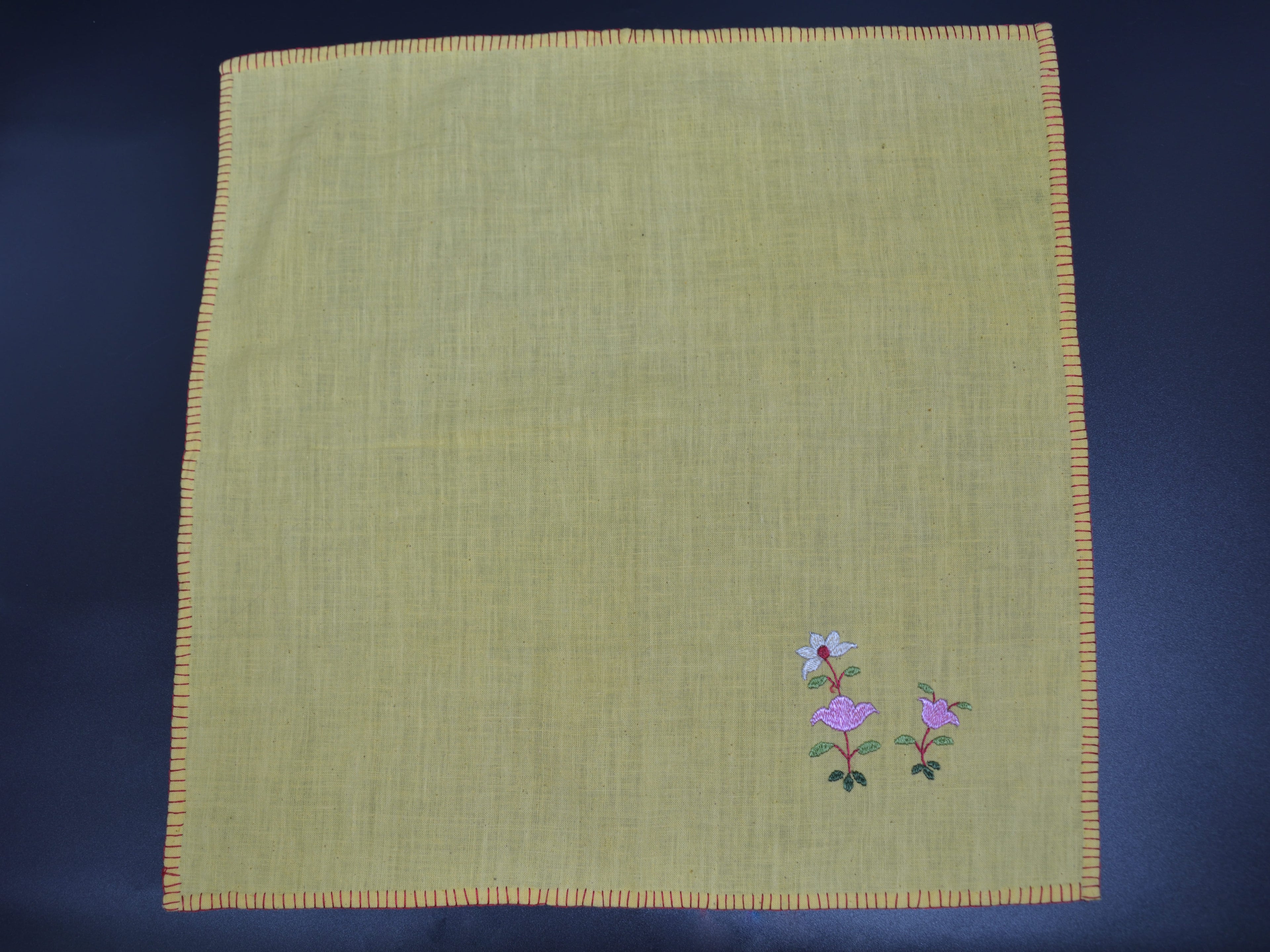 Chamba Rumal - White and Pink Buds | 100% Cotton | Limited Edition
