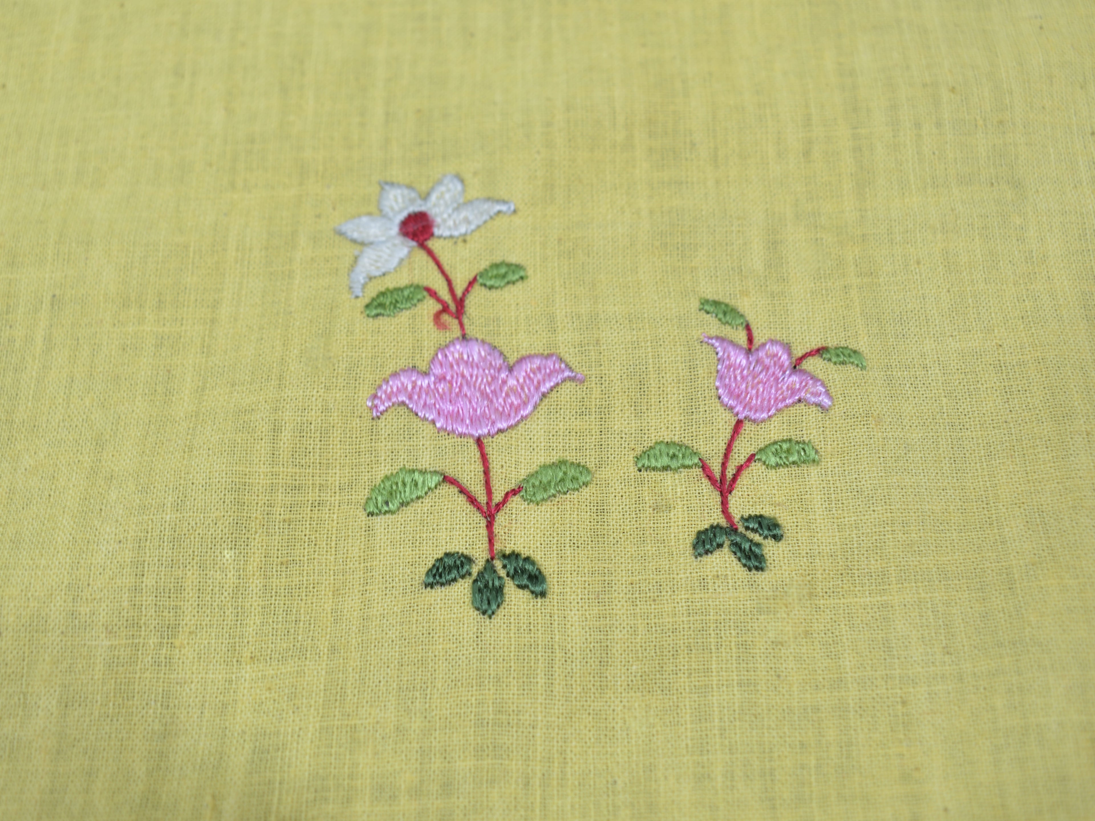 Chamba Rumal - White and Pink Buds | 100% Cotton | Limited Edition