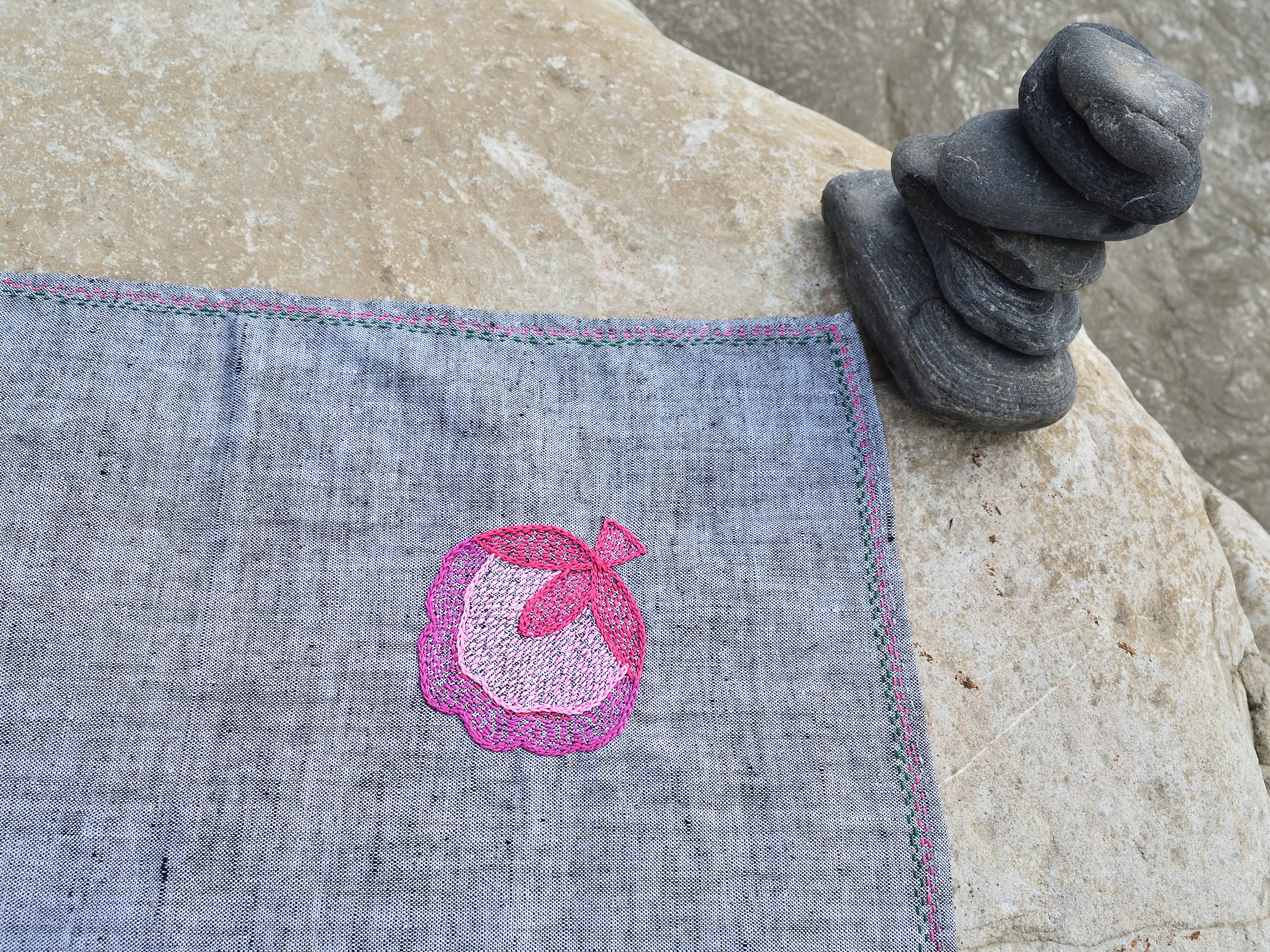 Bihar Sujani - Midnight Pink Blossom | 100% Khadi | Limited Edition