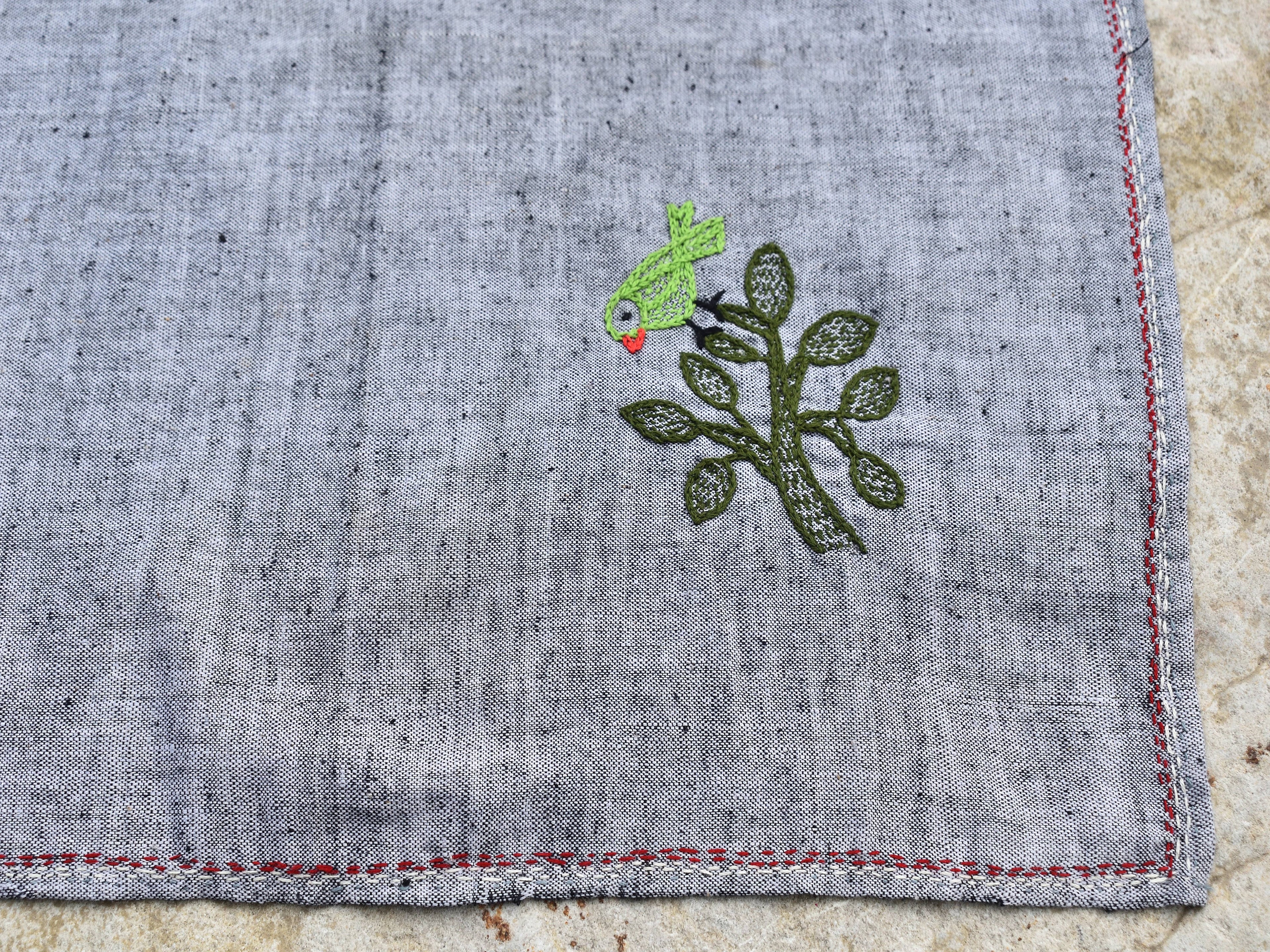 Bihar Sujani - A Parrot-y Tree | 100% Khadi | Limited Edition