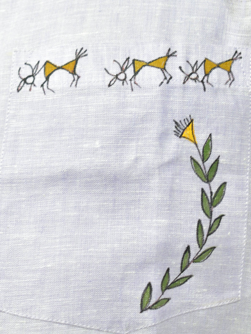 Warli - Shouldering The Village | 100% Linen | Limited Edition
