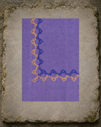 Detailed view of the Kasuti Betel Box border at one corner, revealing the repeating counted stitches and visible weave of the khadi cotton.