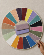 Hand selecting from the 22-colour Svasutra palette with two made-to-order, hand-hemmed muslin khadi cotton handkerchiefs.