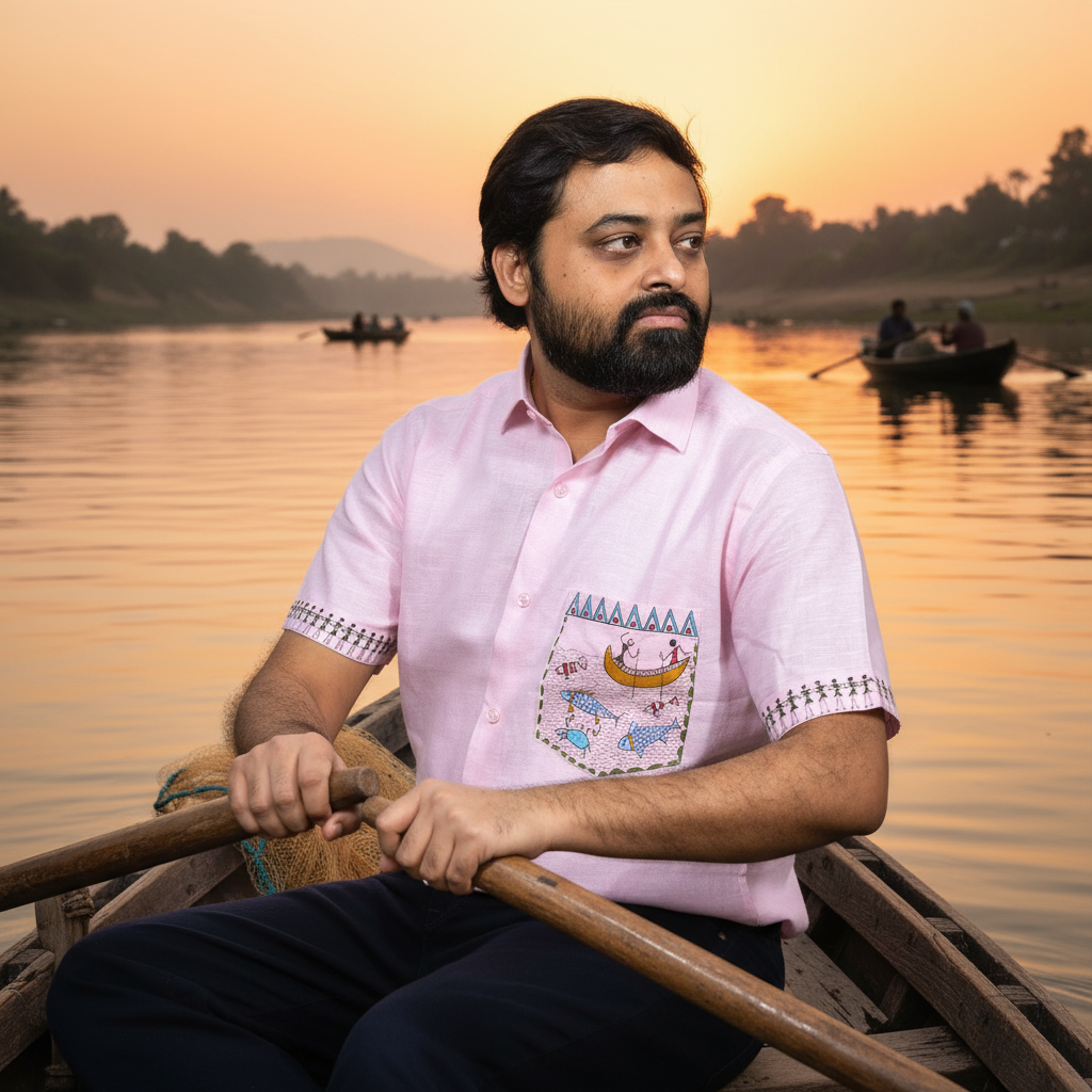 Warli - Matsya | 100% Linen | Limited Edition